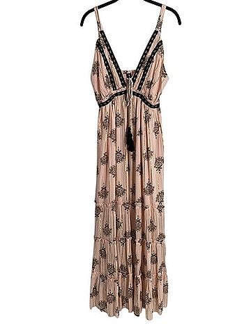 Anthropologie Bohemian Peach Maxi Dress Casual Dress (view 1)