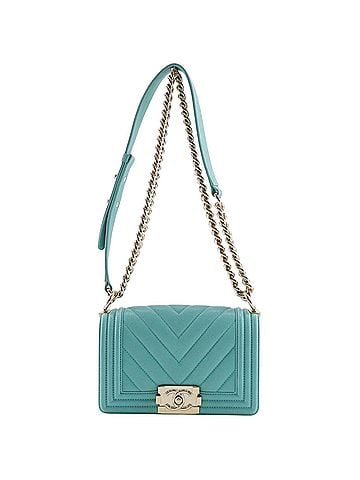 Chanel Chanel Boy Shoulder Bag, Chain Strap, Caviar Leather, Green, Flap, Women's (view 1)