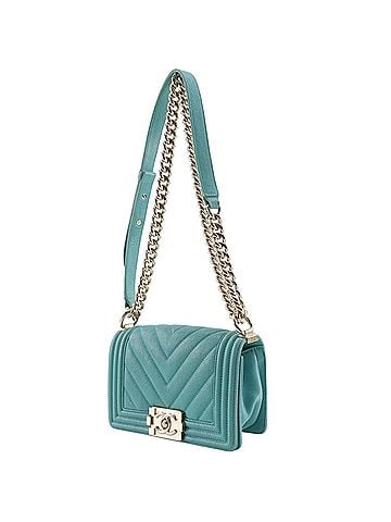 Chanel Chanel Boy Shoulder Bag, Chain Strap, Caviar Leather, Green, Flap, Women's (view 2)