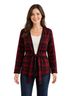 J. McLaughlin 100% Wool Plaid Red Black Cardigan Size S - photo 1