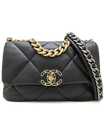 Chanel CHANEL CHANEL19 AS1160 Shoulder Bag, Lambskin, Black, Women's 353482 (view 2)