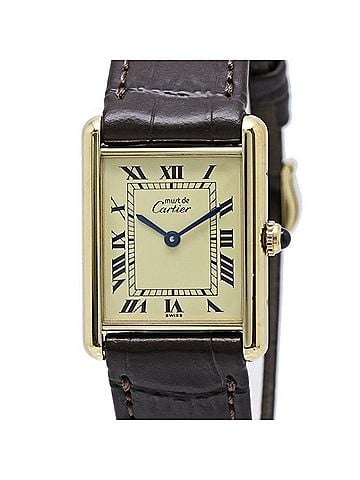 Cartier CARTIER Must Tank LM Vermeil W1002753 Men's Watch, Sterling Silver 925 x Leather Strap, 40572 (view 1)