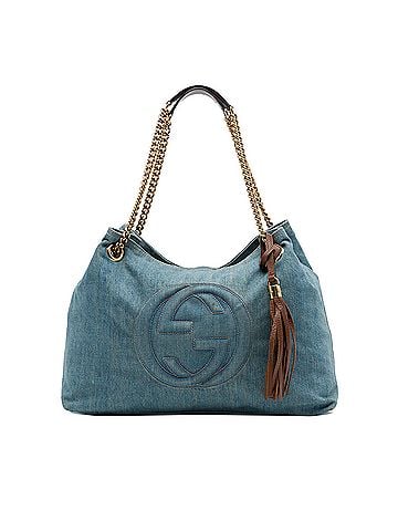 Gucci Medium Denim Soho Chain Tote (view 1)