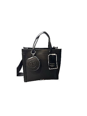 Nine West Black Structured Tote with Round Coin Pouch Leather Tote (view 1)