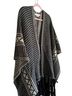Francesca's 100% Acrylic Solid Black Tan Poncho One size - photo 2
