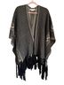 Francesca's 100% Acrylic Solid Black Tan Poncho One size - photo 1