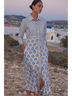 Oliphant 100% Cotton Print White Blue Casual Dress Size S - photo 3