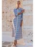 Oliphant 100% Cotton Print White Blue Casual Dress Size S - photo 4