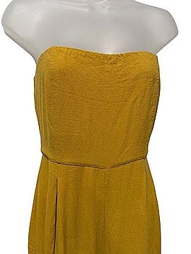 Lulus Strapless Mustard Wide-Leg Jumpsuit Jumpsuit (view 2)