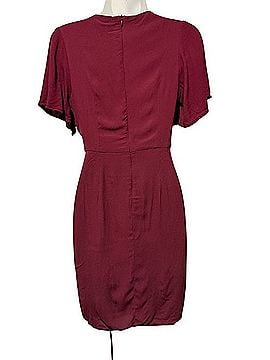 Altar'd State Burgundy V-Neck Ruched Mini Dress Cocktail Dress (view 2)