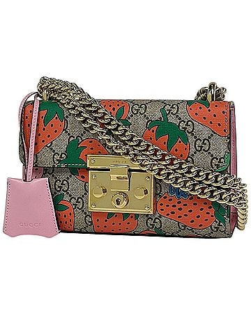 Gucci Gucci GUCCI Shoulder Bag GG Pattern Supreme Strawberry Coated Canvas Beige Pink Multicolor 409487 Women's (view 1)