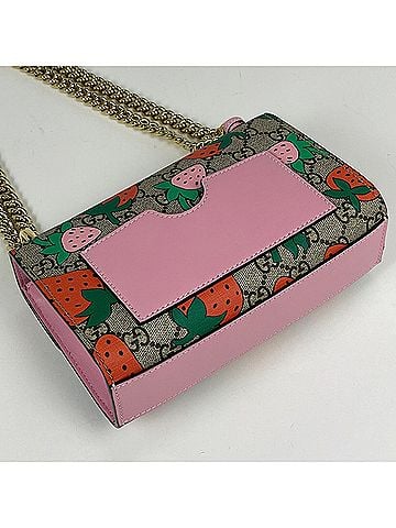 Gucci Gucci GUCCI Shoulder Bag GG Pattern Supreme Strawberry Coated Canvas Beige Pink Multicolor 409487 Women's (view 2)