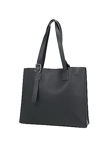 Loewe Loewe Anagram Buckle Horizontal Leather Tote Bag, Black, Women's (view 1)