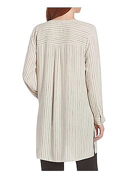 Eileen Fisher Painterly Striped Long Sleeve Silk Top (view 2)