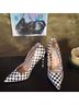 Steve Madden Checkered-gingham Black White Heels Size 6 - photo 3