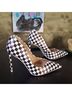 Steve Madden Checkered-gingham Black White Heels Size 6 - photo 4