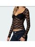 Edikted Solid Black Long Sleeve T-Shirt Size XL - photo 5