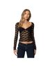 Edikted Solid Black Long Sleeve T-Shirt Size XL - photo 1