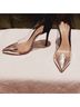 Schutz 100% Leather Black Silver Heels Size 6 - photo 3