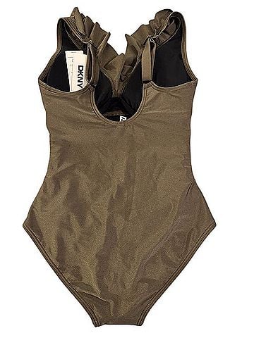 DKNY Ruched One-Piece Swimsuit One Piece Swimsuit (view 2)