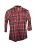 Roar Plaid Pink Green 3/4 Sleeve Button-Down Shirt Size XS - photo 1