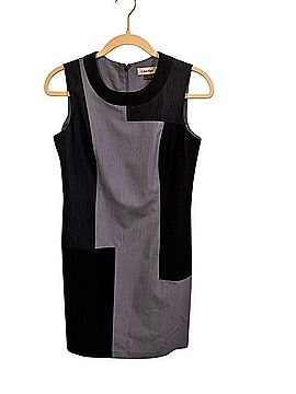 Calvin Klein Blue Chambray Colorblock Dress Cocktail Dress (view 1)