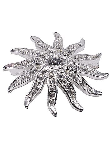 Swarovski Swarovski Crystal Sunburst Brooch Pin in Silver Metal (view 2)