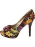 Madden Girl Floral Yellow Purple Heels Size 8 - photo 4