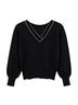 Neiman Marcus 100% Merino Black Silver Wool Sweater Size L - photo 2