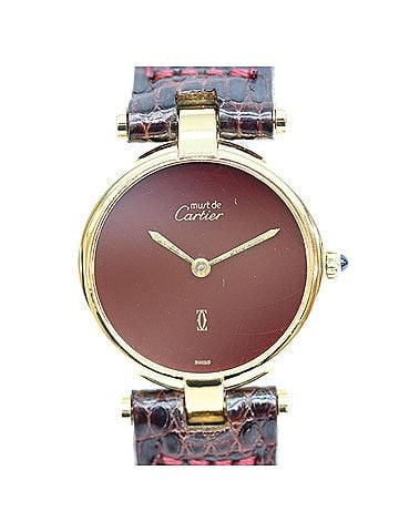Cartier Cartier 925 Garnet Dial Bordeaux Must Vendome SM Vermeil Quartz Watch Gold Red Ladies (view 1)