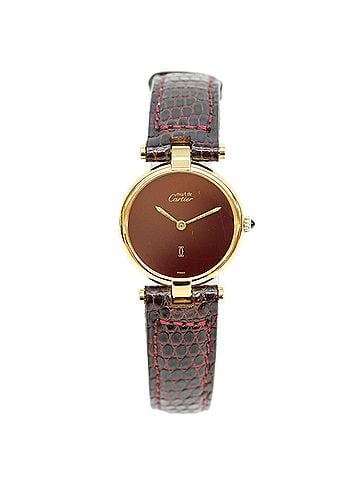 Cartier Cartier 925 Garnet Dial Bordeaux Must Vendome SM Vermeil Quartz Watch Gold Red Ladies (view 2)