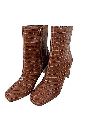 Forever 21 Faux Croc Block Heel Ankle Boots Heels (view 1)