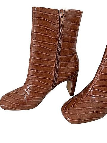Forever 21 Faux Croc Block Heel Ankle Boots Heels (view 2)