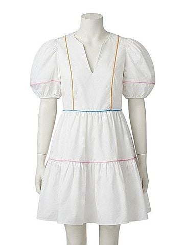 English Factory Tiered Puff Sleeves Casual Dress (view 1)