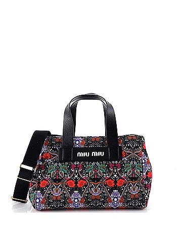 Miu Miu Logo Convertible Canapa Tote Printed Canvas Mini (view 1)