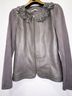 Peter Nygard 100% Leather 92% Rayon 8% Nylon Floral Gray Silver Leather Jacket Size M - photo 4