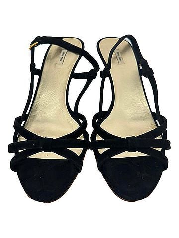 Miu Miu Miu Miu Slingback Sandals in Black Suede (view 2)