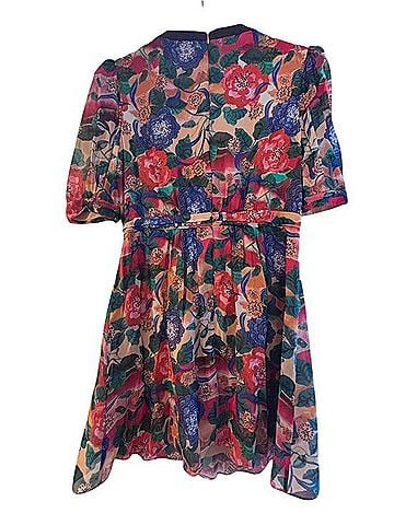 Saloni Floral Crystal Bow Short Dress Cocktail Dress (view 2)