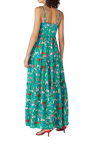 Tanya Taylor Flamingo 100% Silk Tiered Cocktail Dress (view 2)