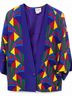 Neiman Marcus 100% Silk Graphic Purple Green Red Yellow Blue Blazer Size 10 - photo 3