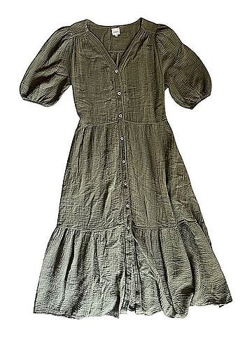 Charlie Olive Button-Front Muslin Midi Dress Casual Dress (view 1)