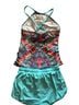 Venus Floral Multi Color Teal Two Piece Swimsuit Size 8 - photo 2
