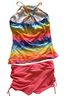 Venus 100% Polyester Aztec Or Tribal Print Pink Yellow Teal Two Piece Swimsuit Size 8 - photo 2