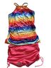 Venus 100% Polyester Aztec Or Tribal Print Pink Yellow Teal Two Piece Swimsuit Size 8 - photo 1
