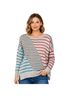 Nic + Zoe Stripes Gray Blue Red Black Pullover Sweater Size XL - photo 1