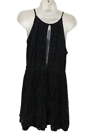Lush Black Lace Halter Mini Dress Casual Dress (view 2)