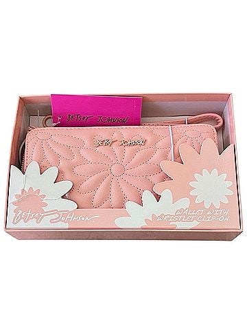Betsey Johnson Pastel Pink Quilted Daisy Zip Around Wallet (view 1)
