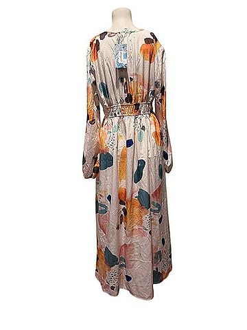 Sissyaki V-Neck Long Sleeve Abstract Print Maxi Dress Casual Dress (view 2)
