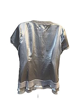 Dao Chloe Dao Shimmering Silver Button-Up Blouse Short Sleeve T-Shirt (view 2)