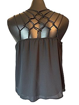 XOXO Black Beaded Strappy Camisole Tank Top (view 2)